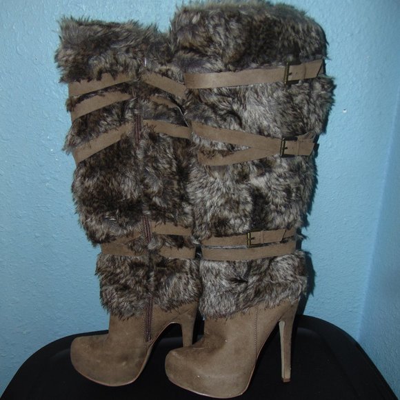JustFab Shoes - Furry Leather Just Fab Boots